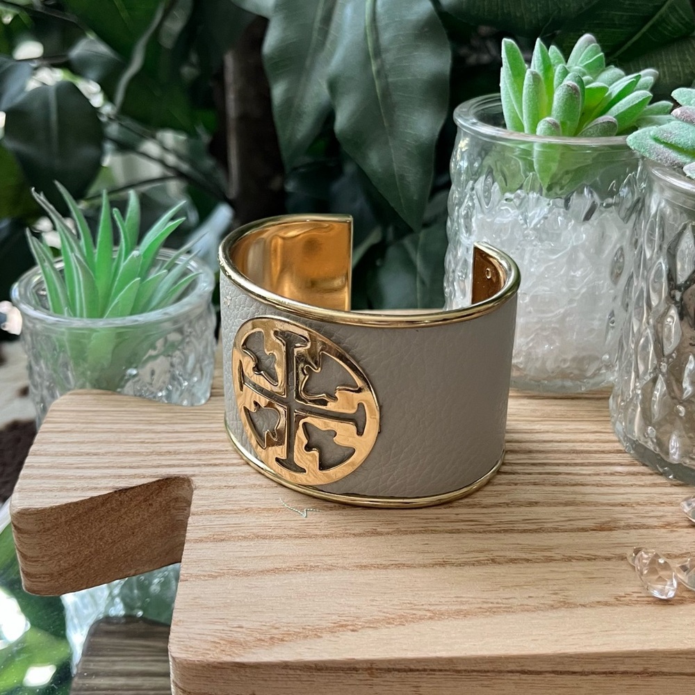 Elegant Gold and Gray Cuff Bracelet